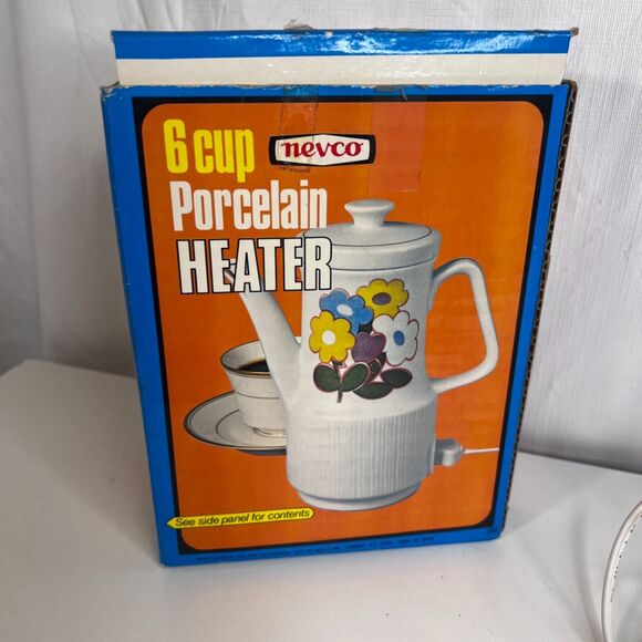 VTG NEW 1972 Nevco 6 Cup Porcelain Electric Heater Water Coffee Nautical Ship - Picture 12 of 12